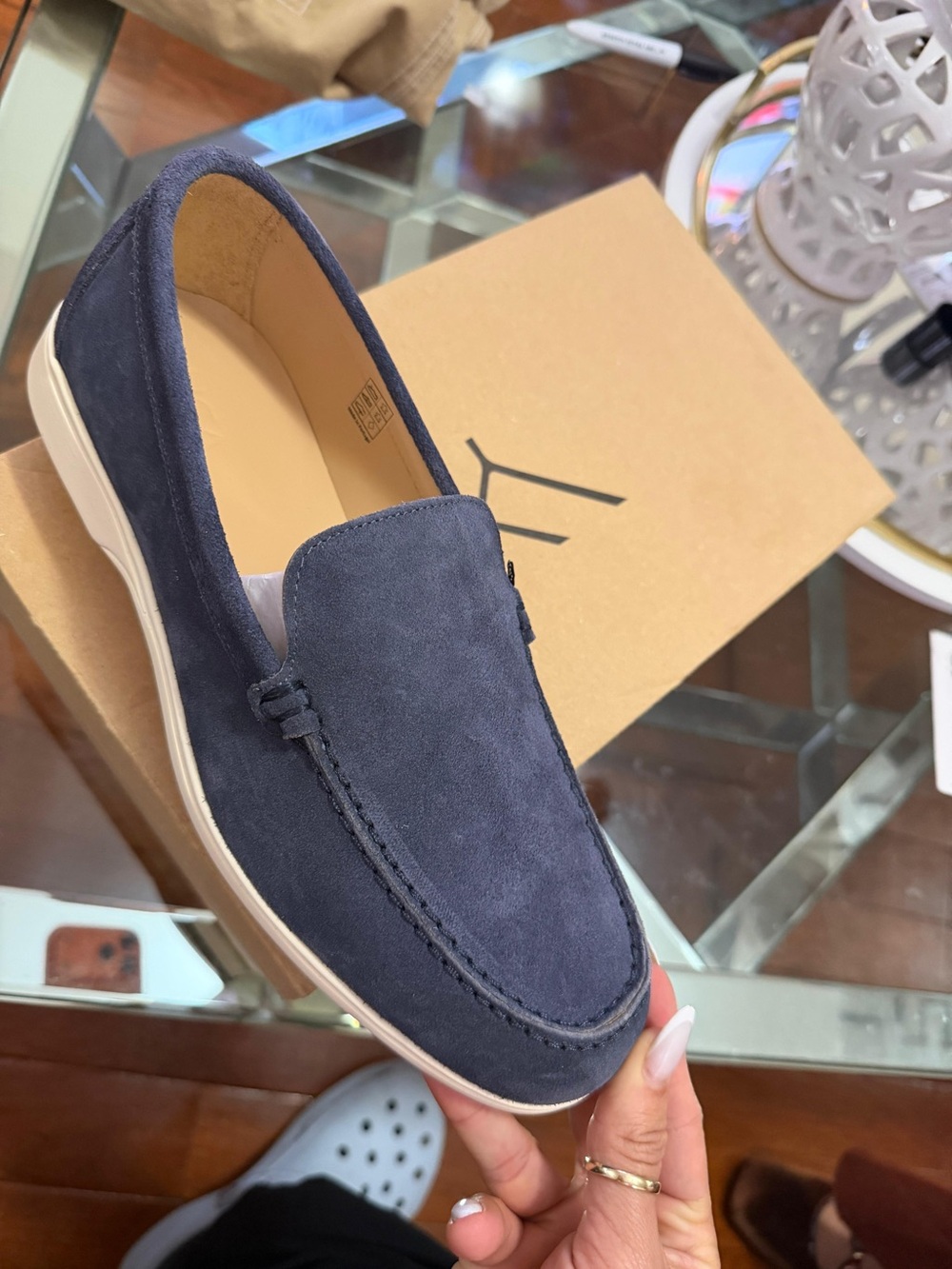 Men's Navy Suede Slip-On Loafers by